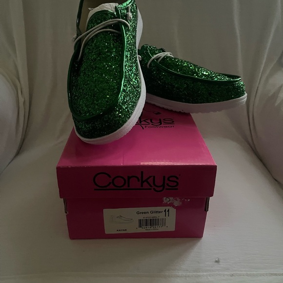 Corkys Green Glitter Shoes - Picture 2 of 6